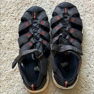Kids Dark Gray and Red Sandals
